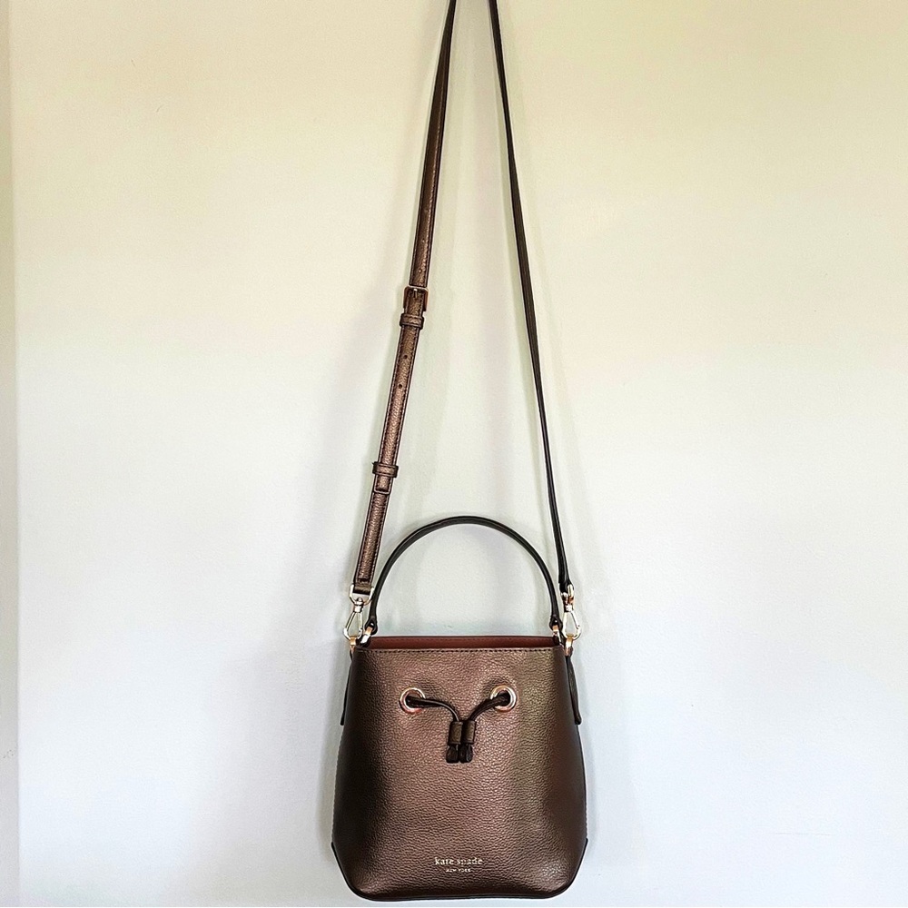 kate spade Eva Bucket bag satchel removable adjustable crossbody small/mini ash - Picture 2 of 15